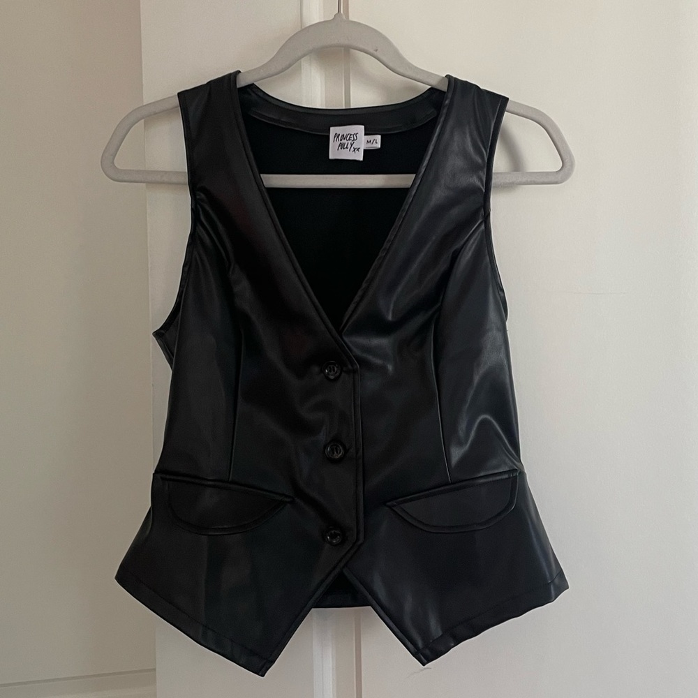Princess Polly PU Black Leather Vest